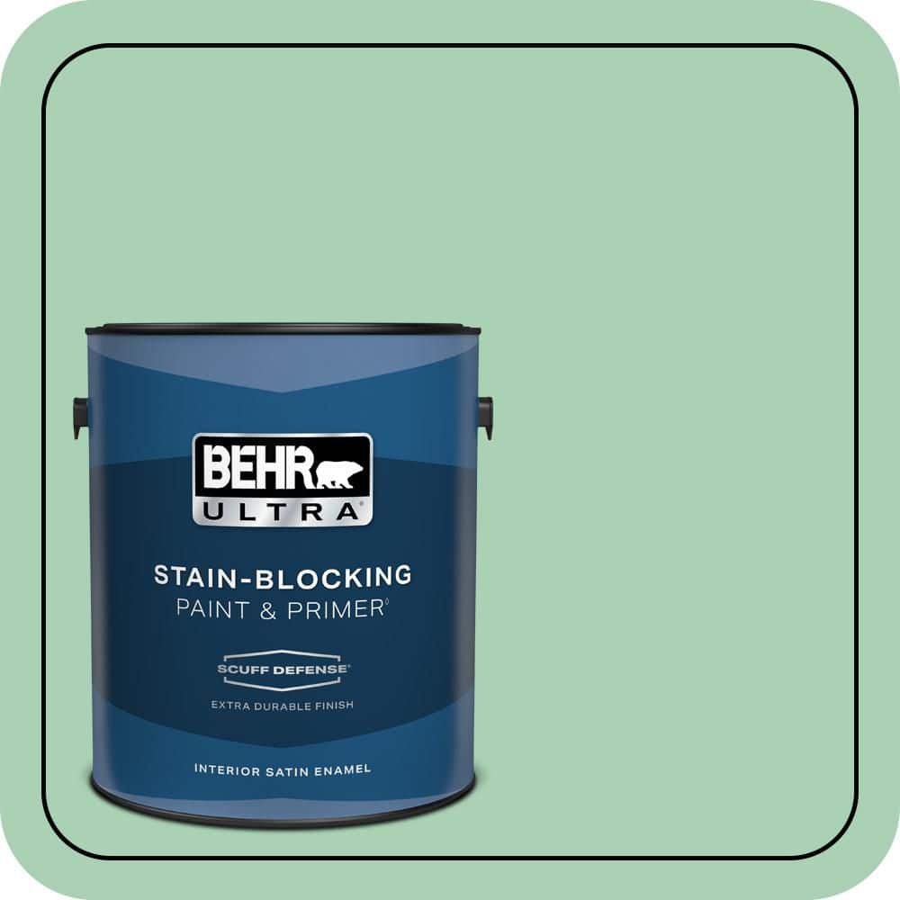BEHR ULTRA 1 gal. #460D-4 Aloe Essence Extra Durable Satin Enamel Interior Paint & Primer