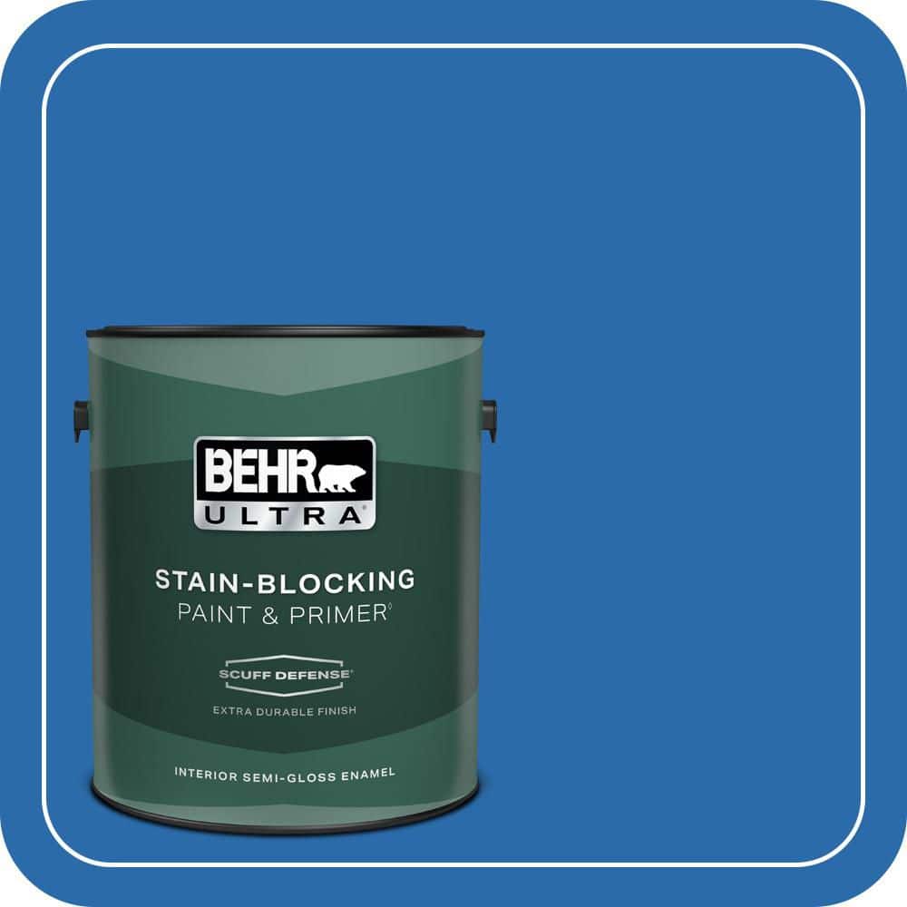 BEHR ULTRA 1 gal. #MQ4-24 Electric Blue Extra Durable Semi-Gloss Enamel Interior Paint & Primer