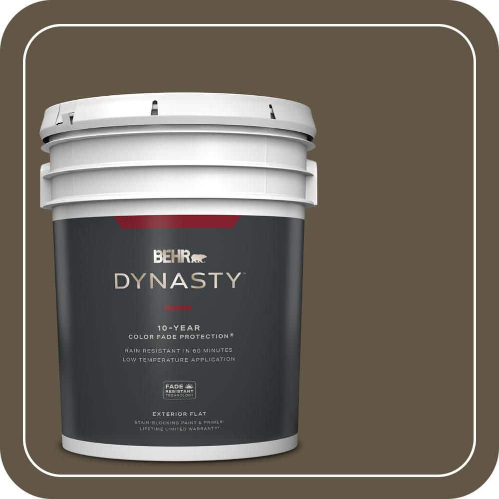 BEHR DYNASTY 5 gal. #QE-32 Treemoss Flat Exterior Stain-Blocking Paint & Primer