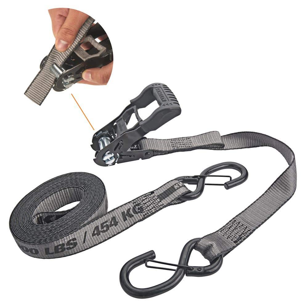 Keeper KwikFeed Ratchet Tie Down Strap 16ft. x 1.25in. 1,000lbs. with Safety Clip (2-Pack) (1)