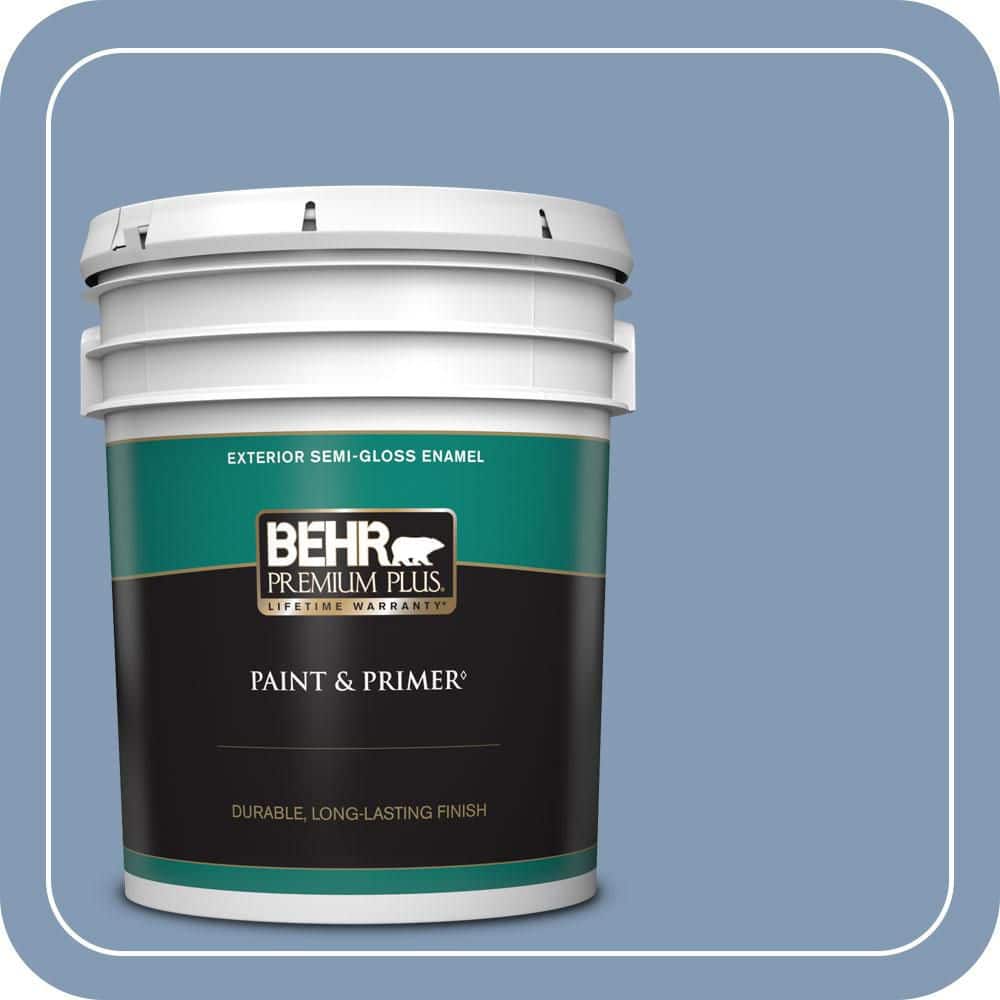 BEHR PREMIUM PLUS 5 gal. #MQ5-51 Mystery Semi-Gloss Enamel Exterior Paint & Primer