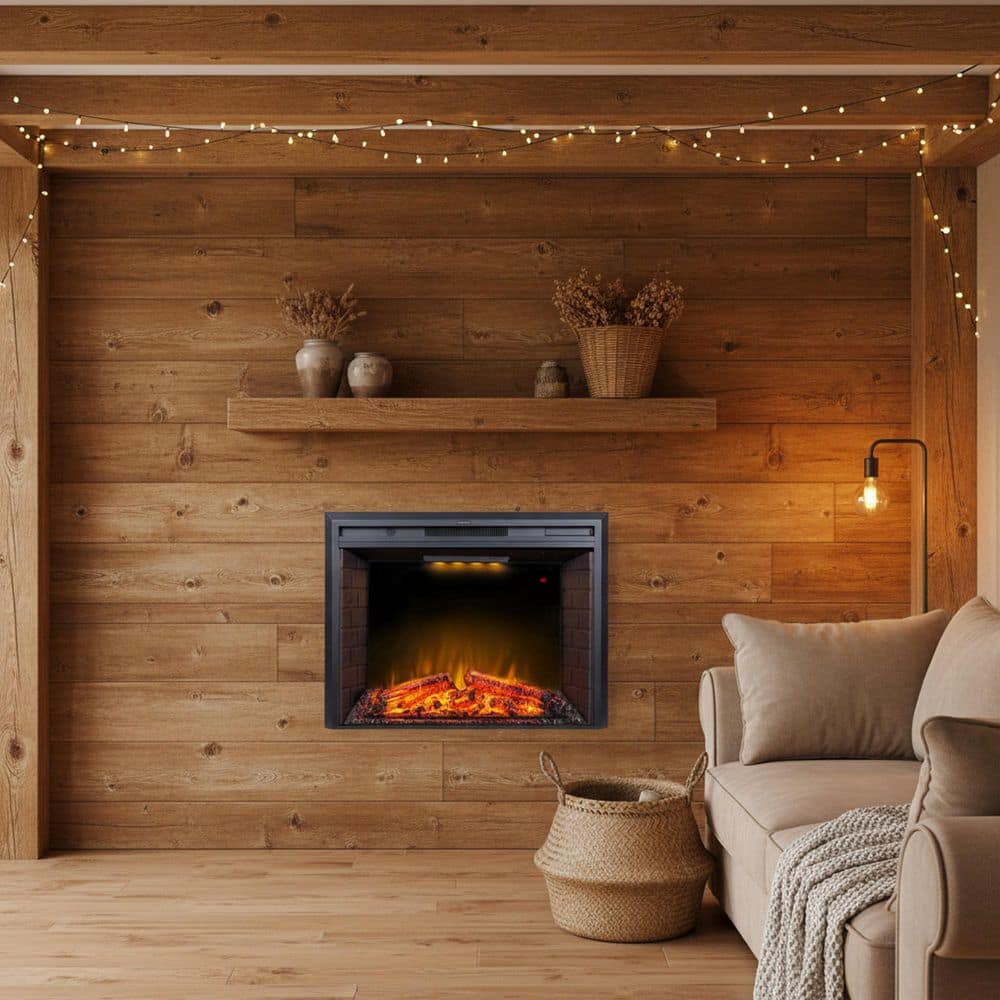 Clihome 36 in. W Antique Electric Fireplace Insert with 9 in. D, 3-Flame Colors, Timer and Remote Control (1)