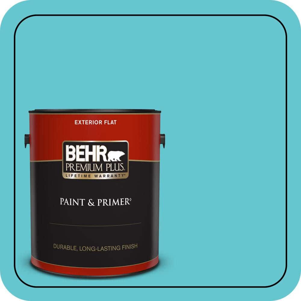 BEHR PREMIUM PLUS 1 gal. #P470-4 Paradise Sky Flat Exterior Paint & Primer (1)