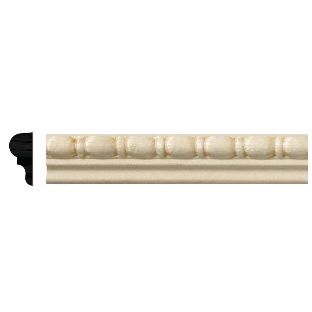 Ornamental Mouldings 5/16 in. x 11/16 in. x 96 in. White Hardwood Embossed Bead and Reel Moulding (1)