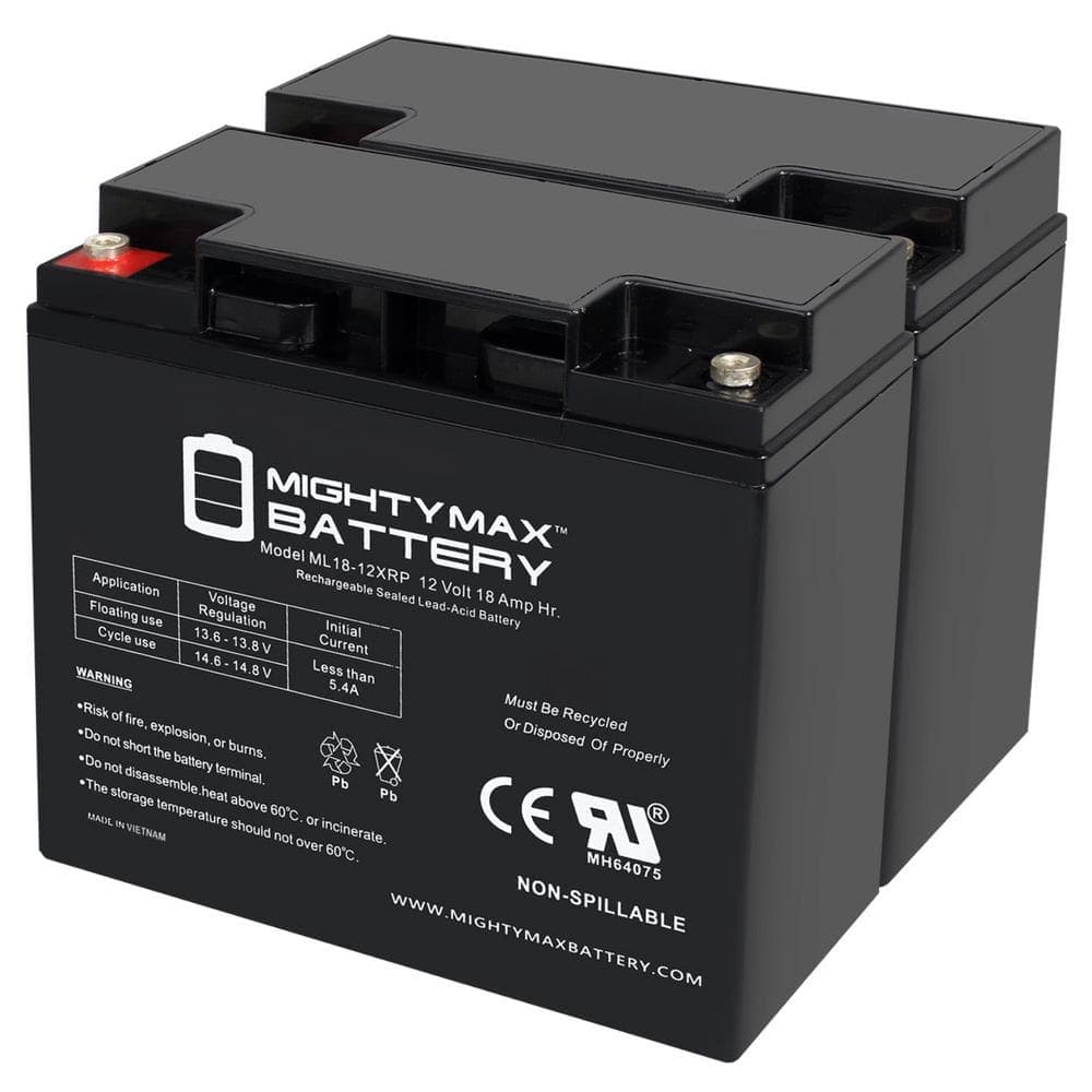 MIGHTY MAX BATTERY 12-Volt 18AH SLA Replacement Battery for Visions CP12180XRP - 2 Pack (1)