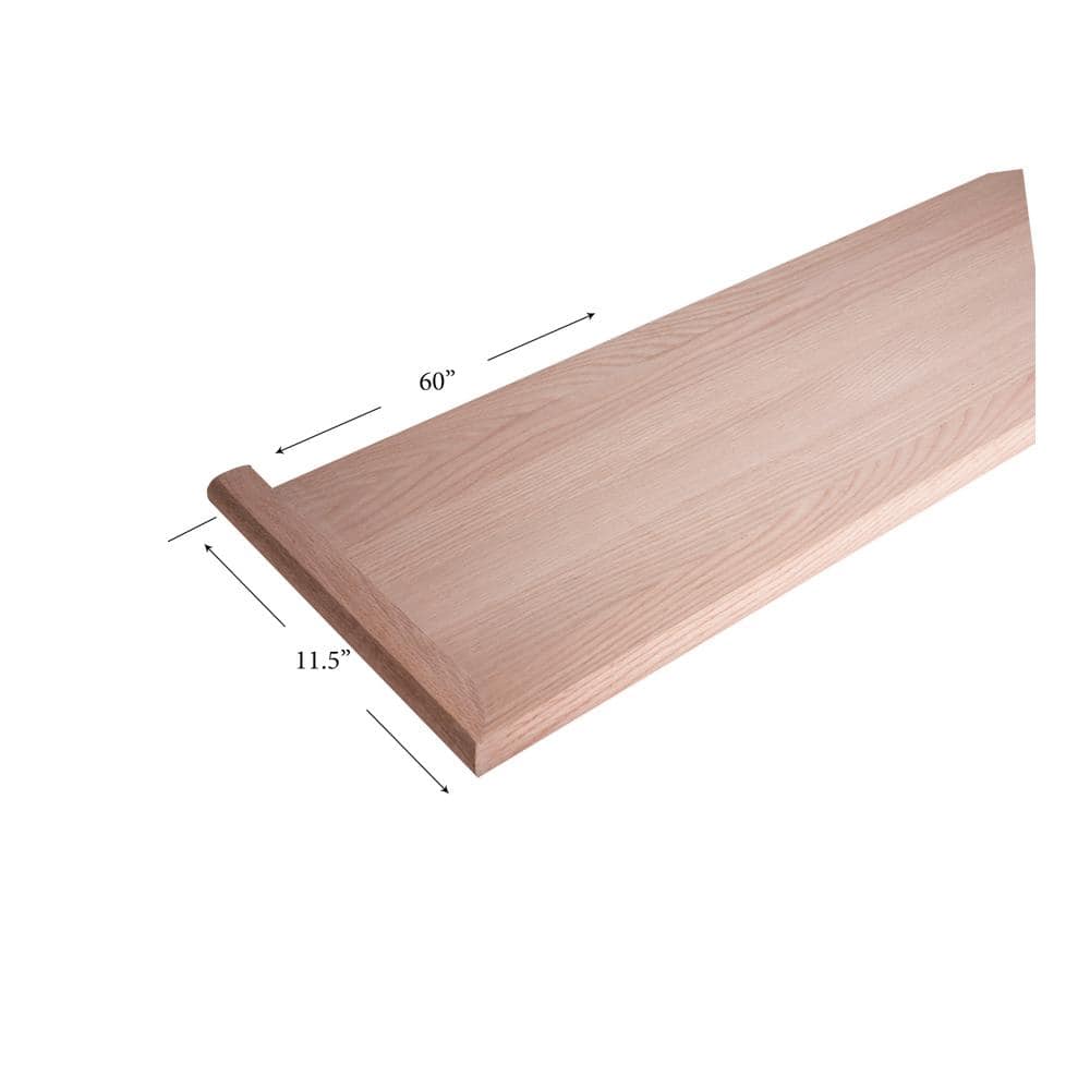 HOUSE OF FORGINGS 8070-MR 54 in. Reversible Mitered Return 11.5 in. x 1 in. Wooden Hardwood Staircase Tread for Stair Remodel (1)