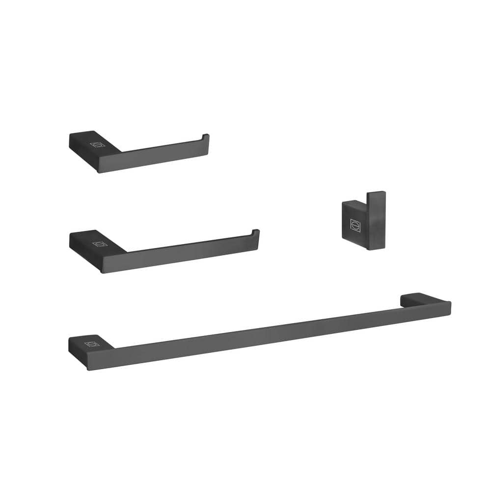 Unbranded Timeless Home 4-Piece Bath Hardware Set with Mounting Hardware in Matte Black