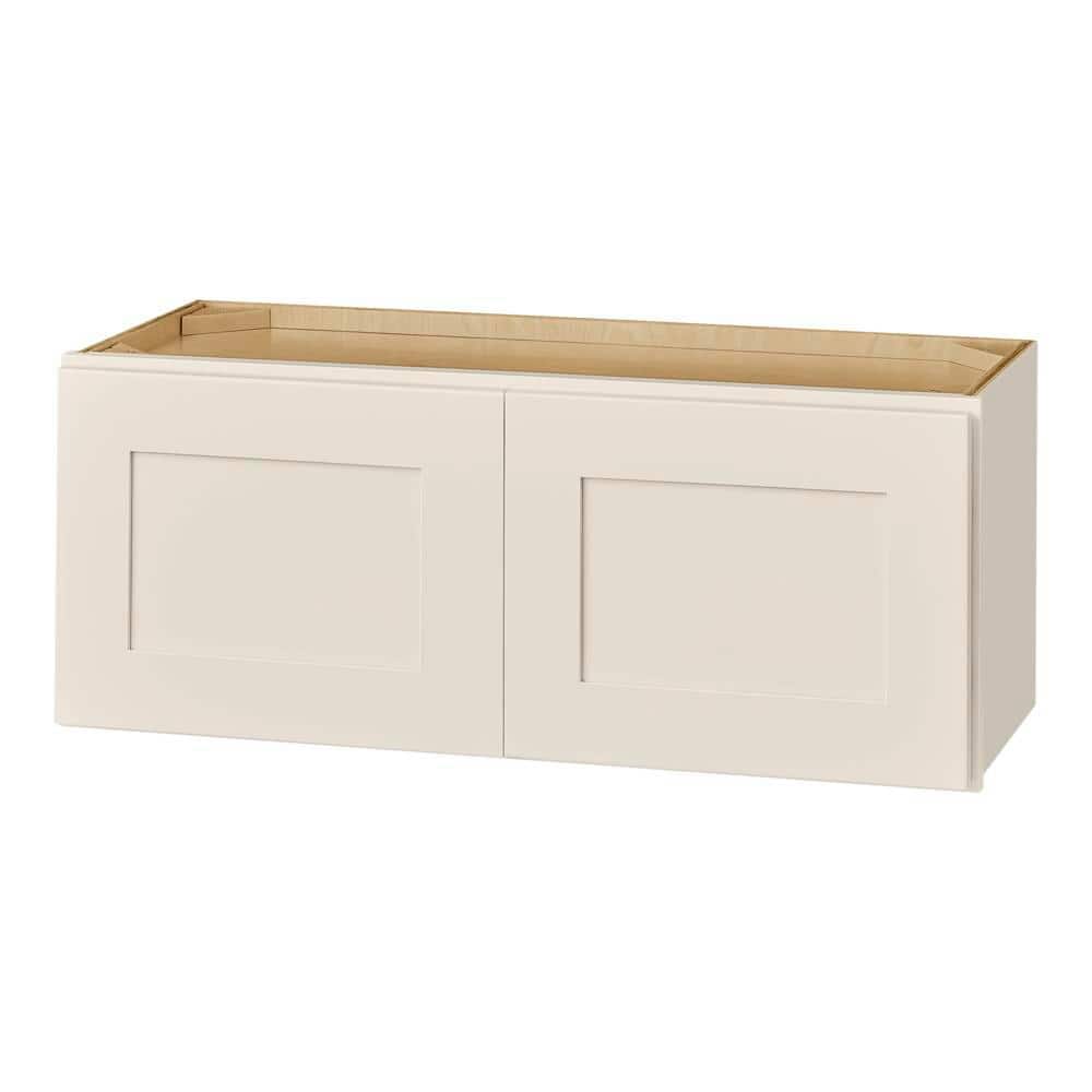 Hampton Bay Avondale 30 in. W x 12 in. D x 12 in. H Ready to Assemble Plywood Shaker Wall Bridge Kitchen Cabinet in Antique White
