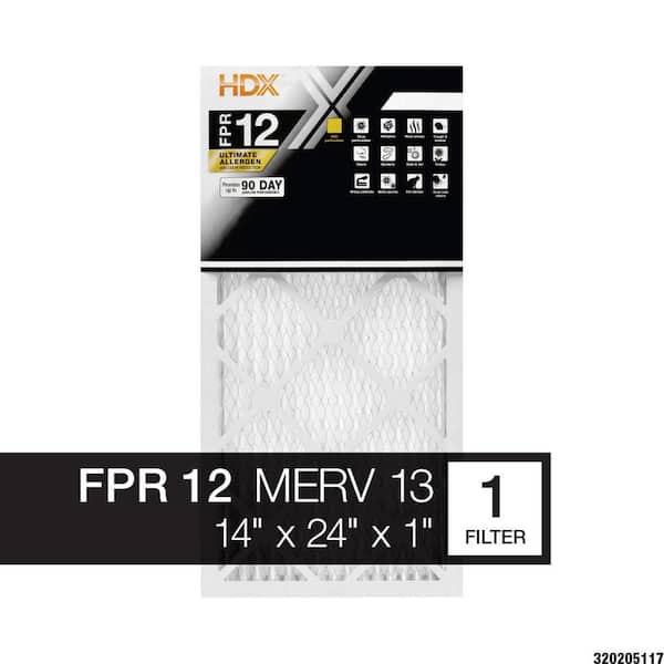 HDX 14 in. x 24 in. x 1 in. Ultimate Allergen Pleated Air Filter FPR 12, MERV 13 (2)