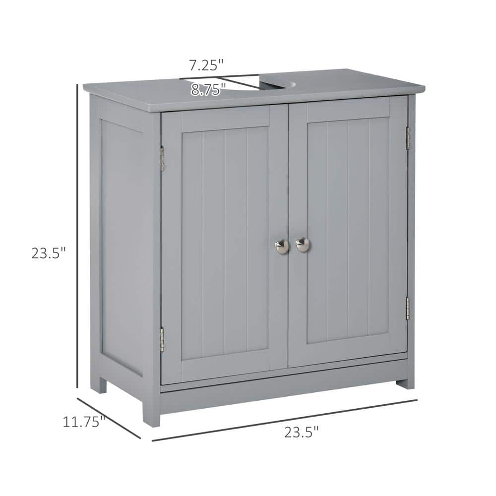 WarmieHomy 23.5 in. W Pedestal Sink Storage Cabinet Grey with 2-Doors, Under Sink Cabinet, Bath Sink Cabinet with U-Shape (2)