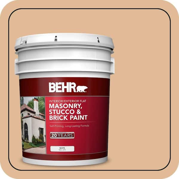 BEHR 5 gal. #S250-3 Honey Nougat Flat Interior/Exterior Masonry, Stucco and Brick Paint (2)