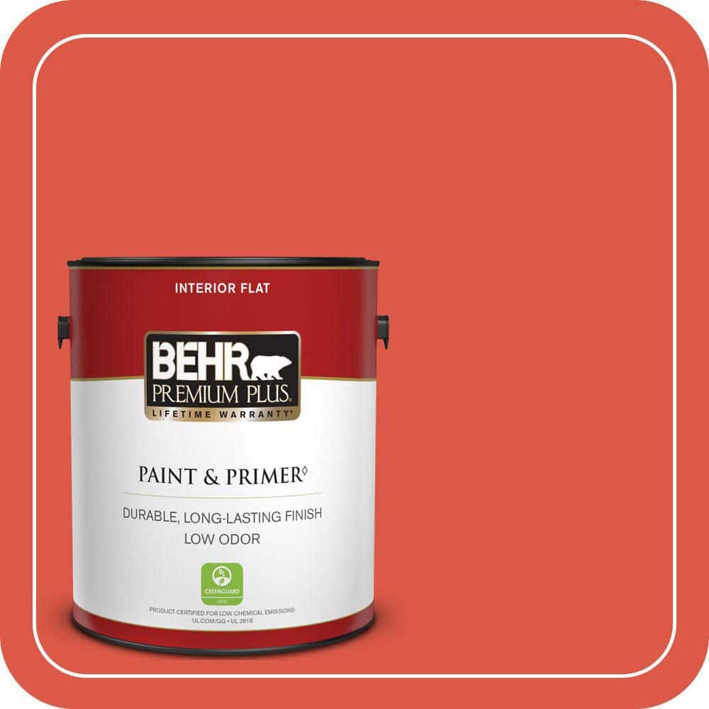 BEHR PREMIUM PLUS 1 gal. #T12-7 Red Wire Flat Low Odor Interior Paint & Primer (1)