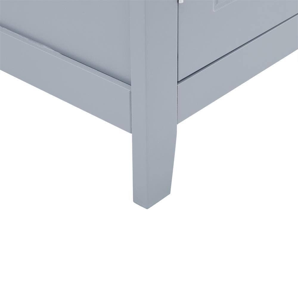 Tatahance 23.6 in. W x 11.8 in. D x 43.3 in. H Gray Wood Elegant Bathroom Floor Storage Linen Cabinet with Adjustable Shelf (3)