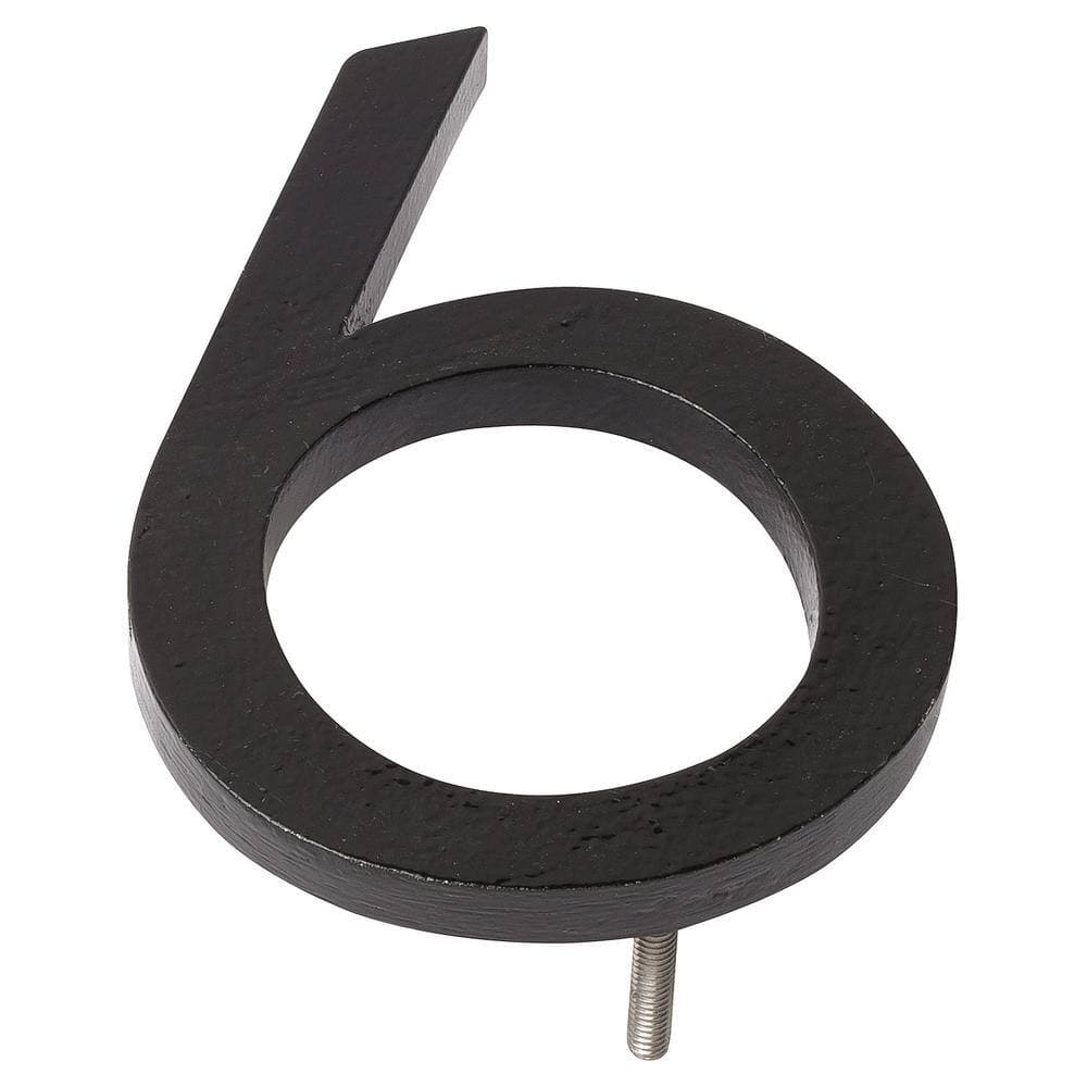 Montague Metal Products 10 in. Black Aluminum Floating or Flat Modern House Number 6 (1)