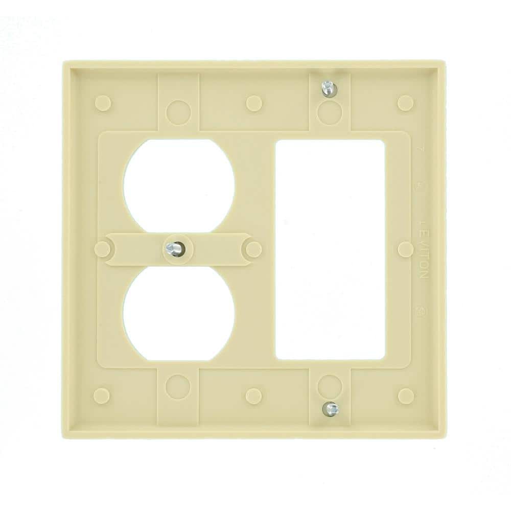 Leviton 2-Gang Ivory 1-Decora/Rocker / 1-Duplex Outlet/Receptacle Plastic Standard Wall Plate (1-Pack) 80455-I (3)