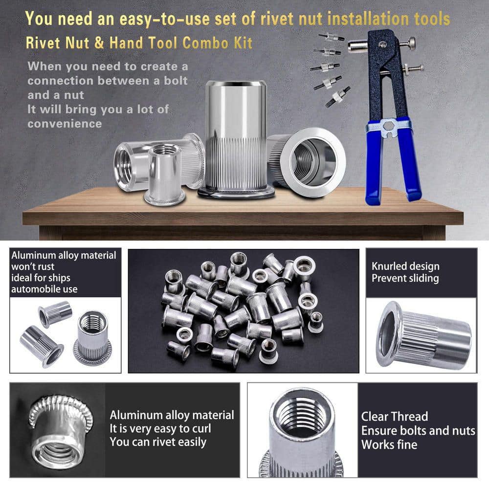 MYWISH Rivet Nut Tool Kit, 430Pcs Metric Rivet Nut Combination (M8/M6/M5/M4/M3) (2)