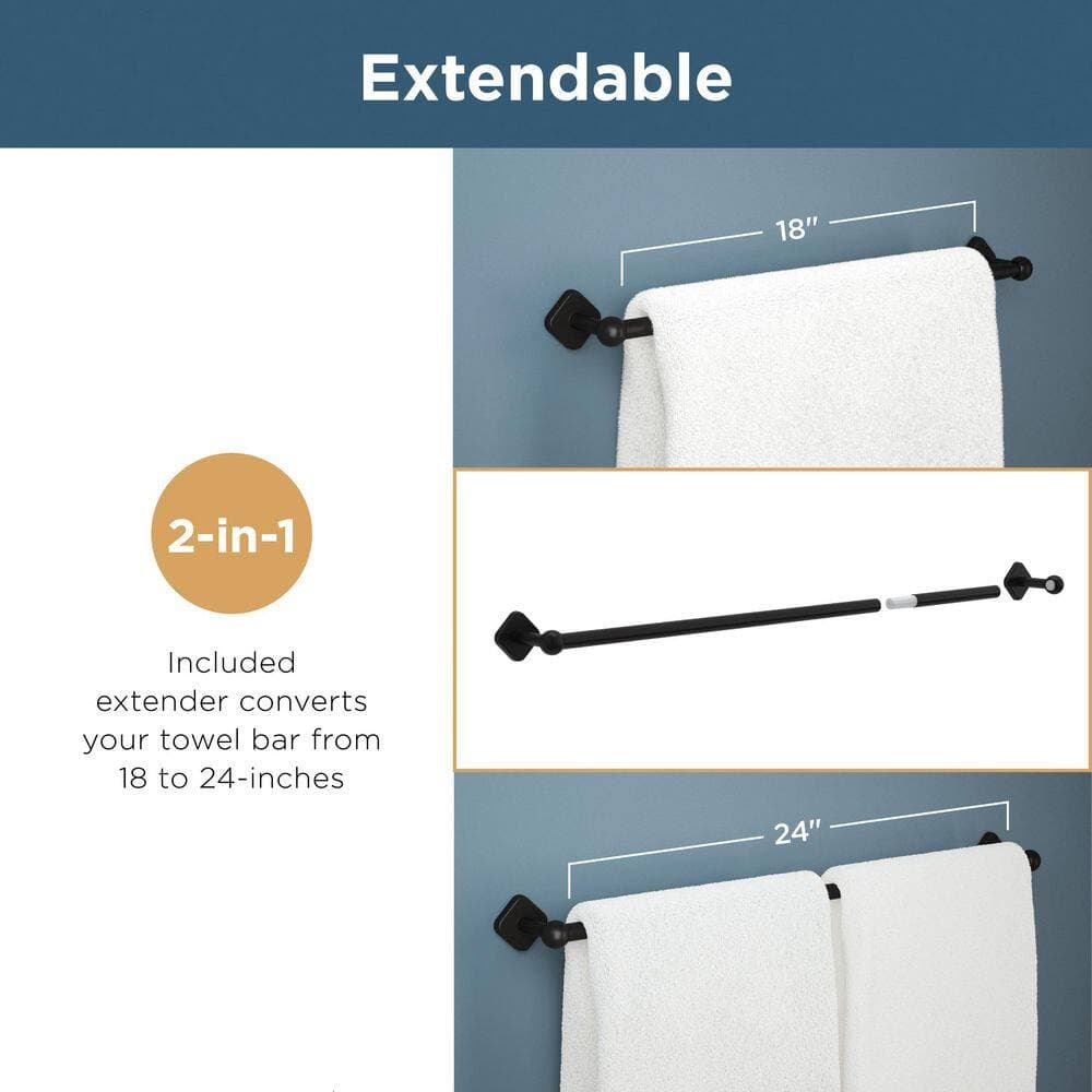 Franklin Brass Gainesville 4-Pieces Bath Hardware Set 18 to 24 in. Towel Bar, Toilet Paper Holder, Towel Ring, Hook (4)