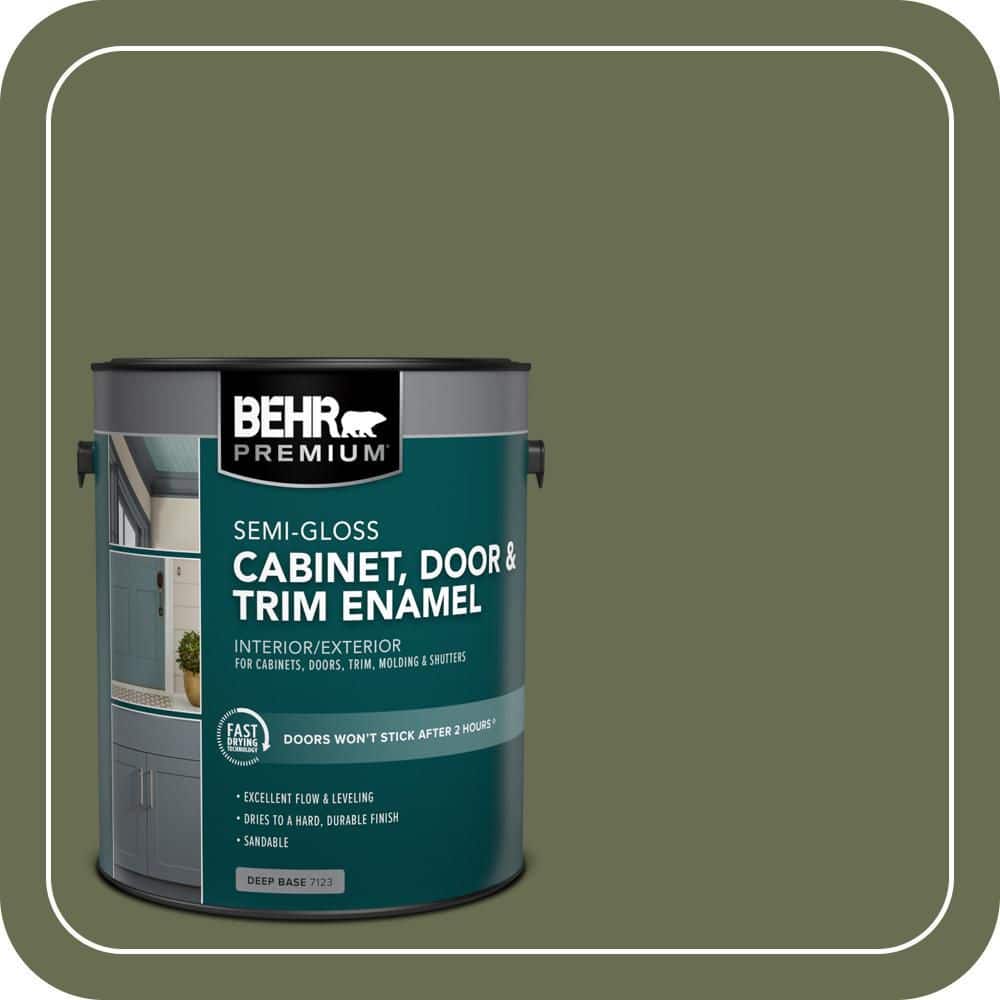 BEHR PREMIUM 1 gal. #S380-7 Global Green Semi-Gloss Enamel Interior/Exterior Cabinet, Door & Trim Paint