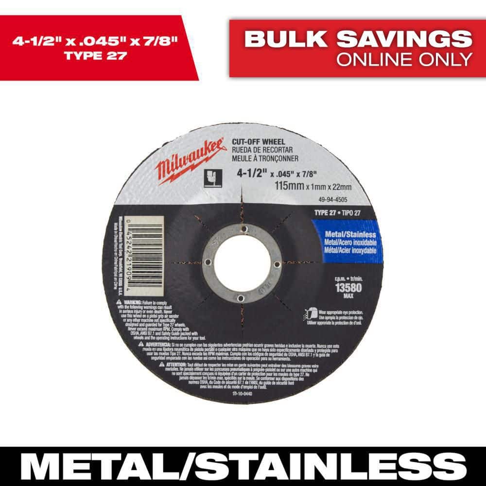 Milwaukee 4-1/2 in. x 0.045 in. x 7/8 in. Cut-Off Wheel (Type 27) (1)