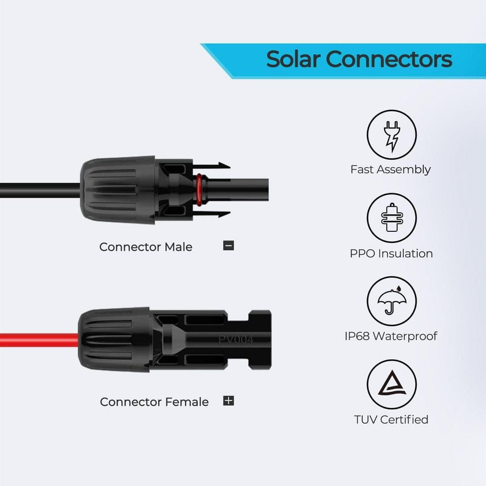 Renogy 10Ft 16AWG Solar Connector to 5.5mm x 2.1 mm DC Connector Adapter Cable, Connect Phoenix 200 to Solar Panel Like FLEX 80 (3)
