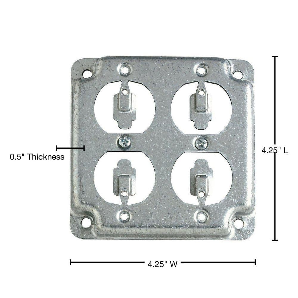 Steel City 4 in. Square Box Surface Steel Metallic Cover Double Duplex (RS8-10R) (4)