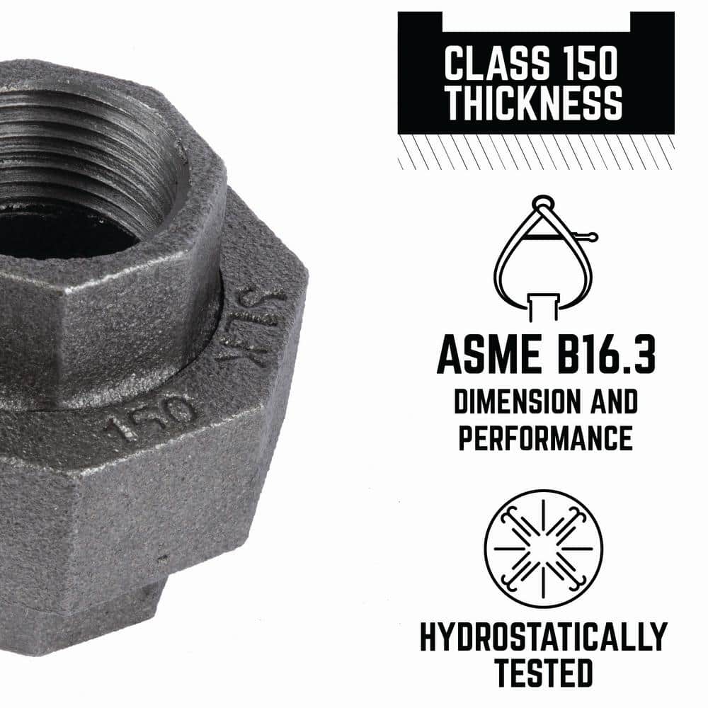 PIPE DECOR 1/2 in. Black Iron Union, for Furniture Building and Regular Plumbing Applications (4)