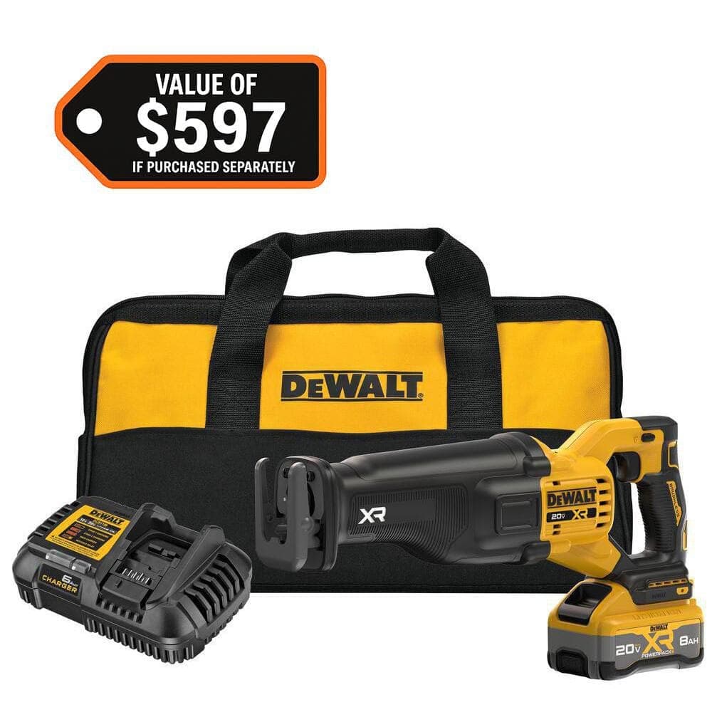 DEWALT 20V XR Lithium-Ion Cordless Reciprocating Saw Kit with 8.0 Ah Battery and Charger (1)