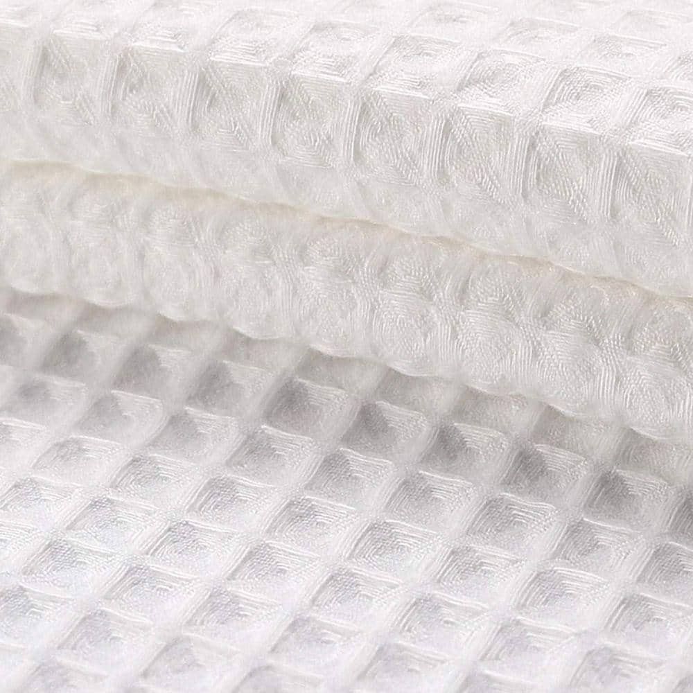 JFVKAF Cotton Blend No Hook Shower Curtain with Snap Liner Water Repellent Hotel Grade White 71 x 74 (3)