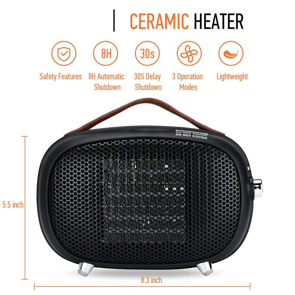 Unbranded 800W Black Indoor Electric Ceramic Space Heater with Tip-Over Overheat Protection and 3 Heat Modes for Office Bedroom (2)