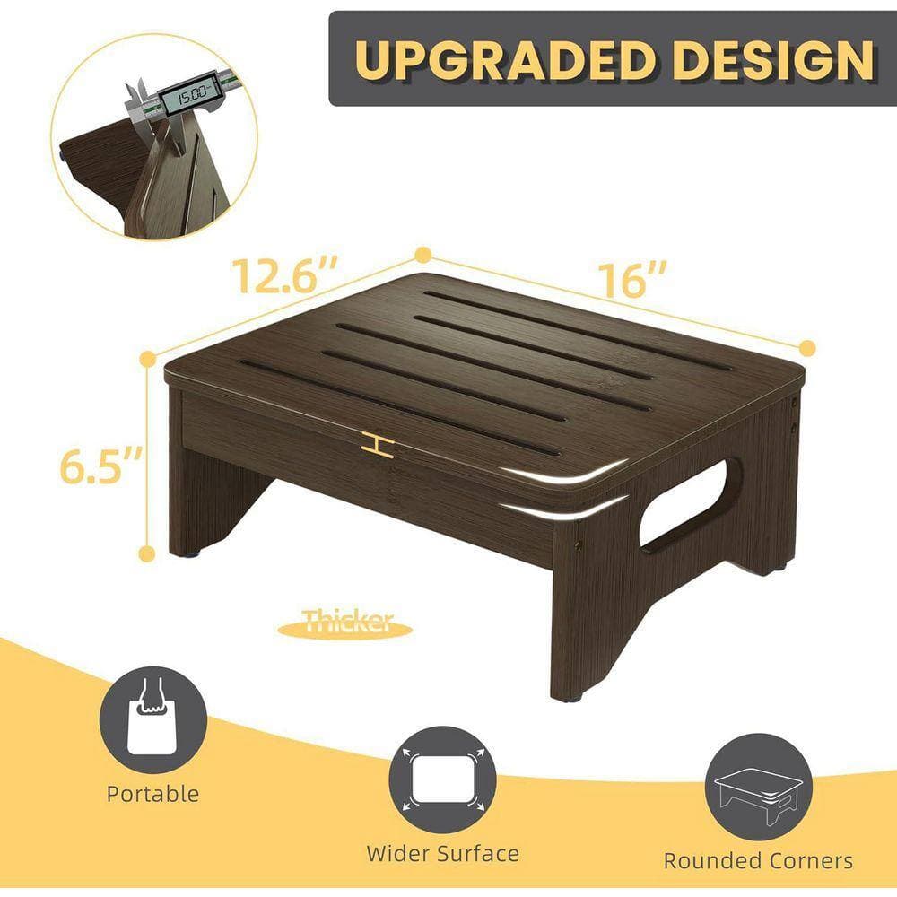 KIWDZFU 1 ft. Reach Wooden Step Stool for Adults and Kids with Non-Slip Rubber Feet, 6.5 in. High, 400 lbs. Capacity (3)