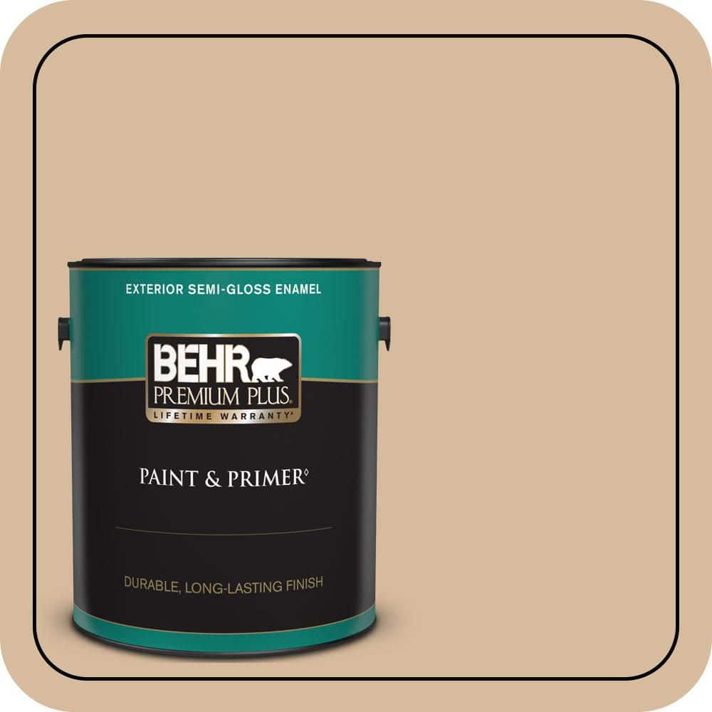 BEHR PREMIUM PLUS 1 gal. #T18-06 Kombucha Semi-Gloss Enamel Exterior Paint & Primer