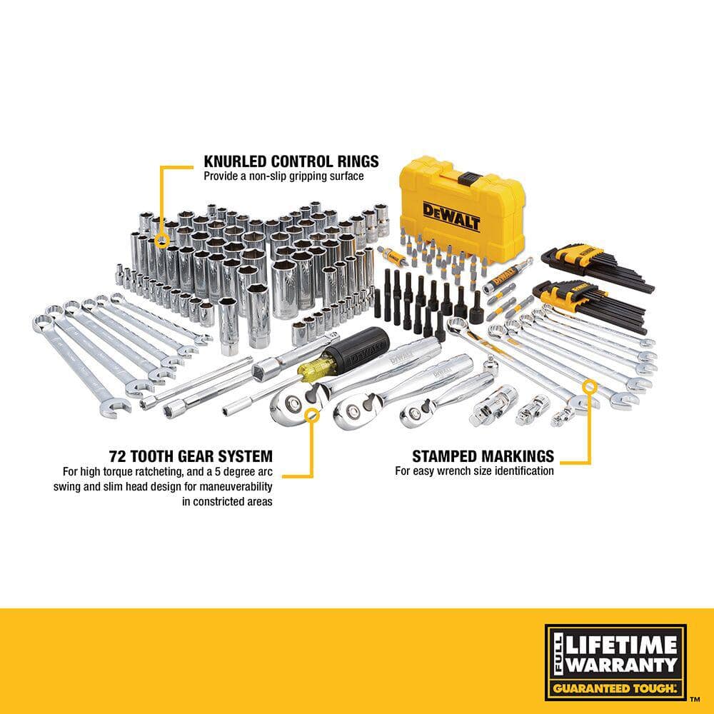 DEWALT 1/4 in., 3/8 in. and ½ in. Drive Polished Chrome Mechanics Tool Set (168-Piece) (3)
