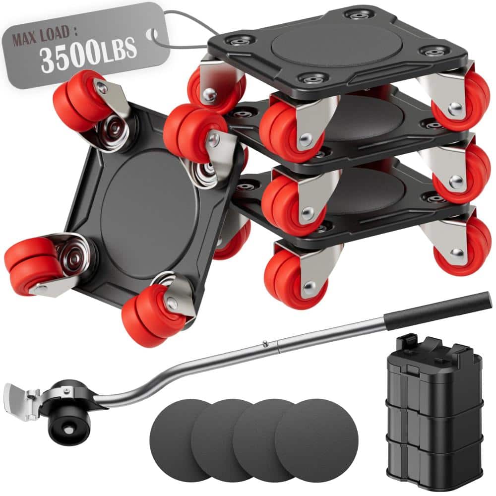 Unbranded Heavy Duty Furniture Movers 8 Wheels Square Dollies with Furniture Lifter Base 360 Degree Casters 3500 lb Capacity (1)