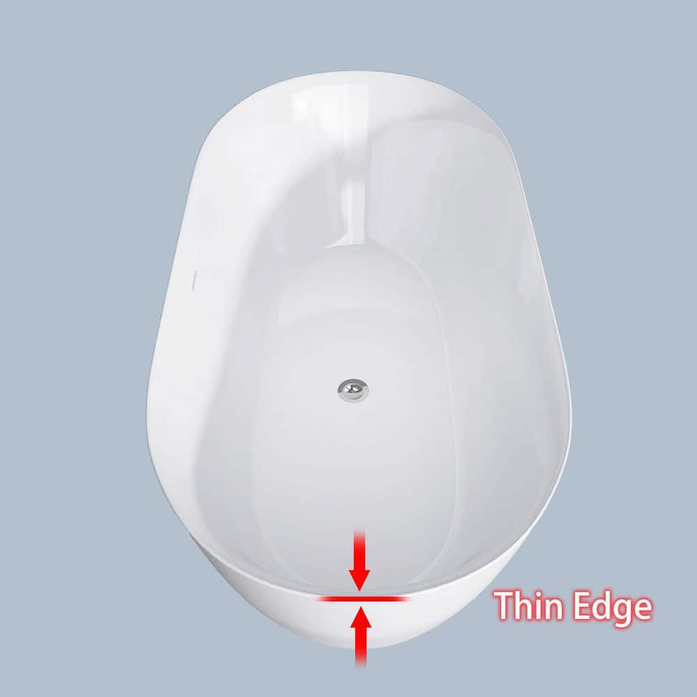 Zeafive 51 in. x 27.5 in. Freestanding Soaking Bathtub Acrylic Free Standing Bath Tub Flatbottom with Center Drain in White (2)