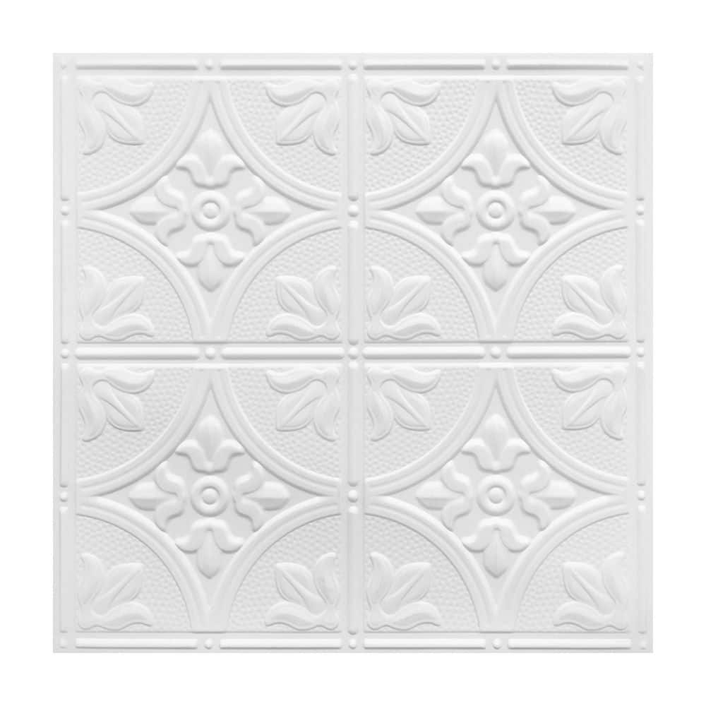 Gigrwiin White 2 ft. x 2 ft. Decorative Textured Ceiling Tile 48 (sq. ft. / case) 12-Tiles (1)