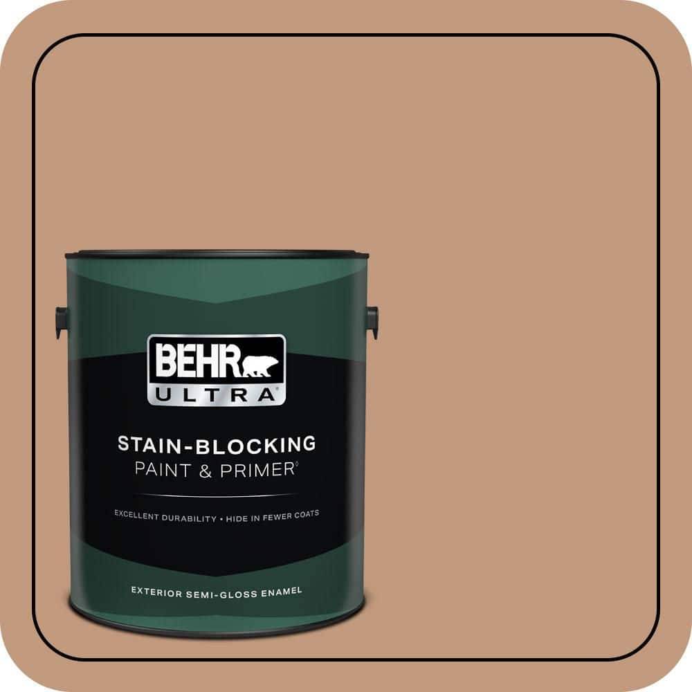 BEHR ULTRA 1 gal. #PPU3-12 Egyptian Pyramid Semi-Gloss Enamel Exterior Paint & Primer