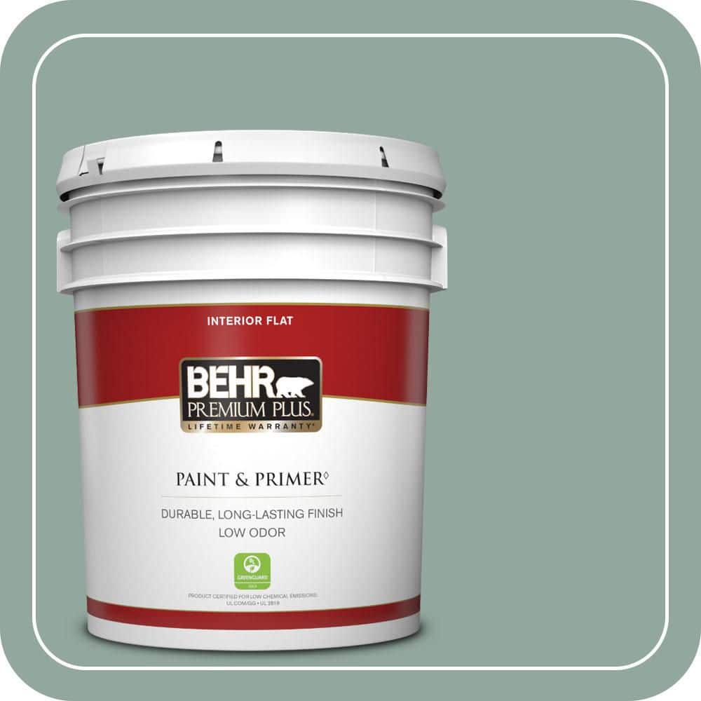 BEHR PREMIUM PLUS 5 gal. #PPU12-05 Lotus Leaf Flat Low Odor Interior Paint & Primer