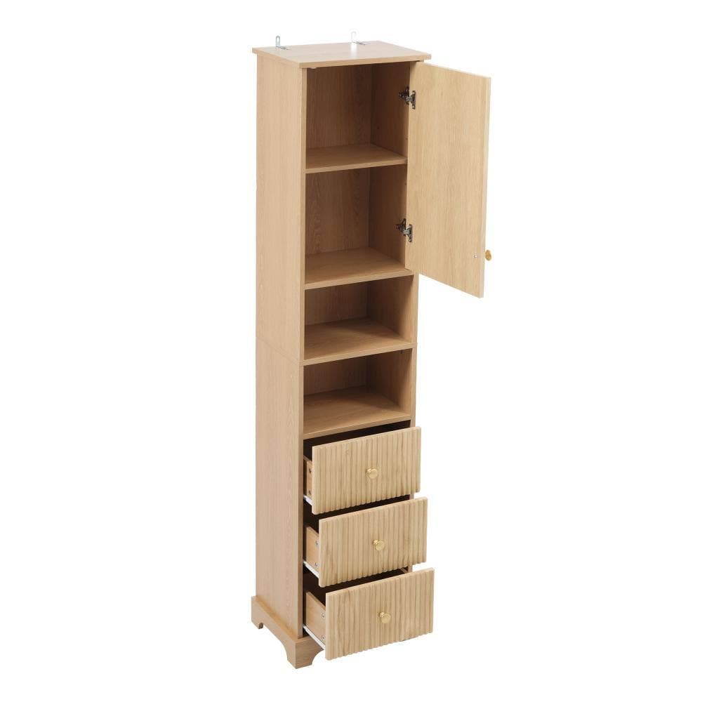 Nestfair 15.7 in. W x 11.8 in. D x 67.7 in. H Brown Linen Cabinet with Adjustable Shelf (3)