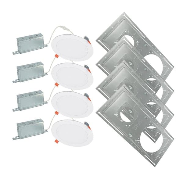 HALO 4-Pack 6 in. Selectable CCT, New Construction Integrated LED can Less Downlight with Smashplate (2)