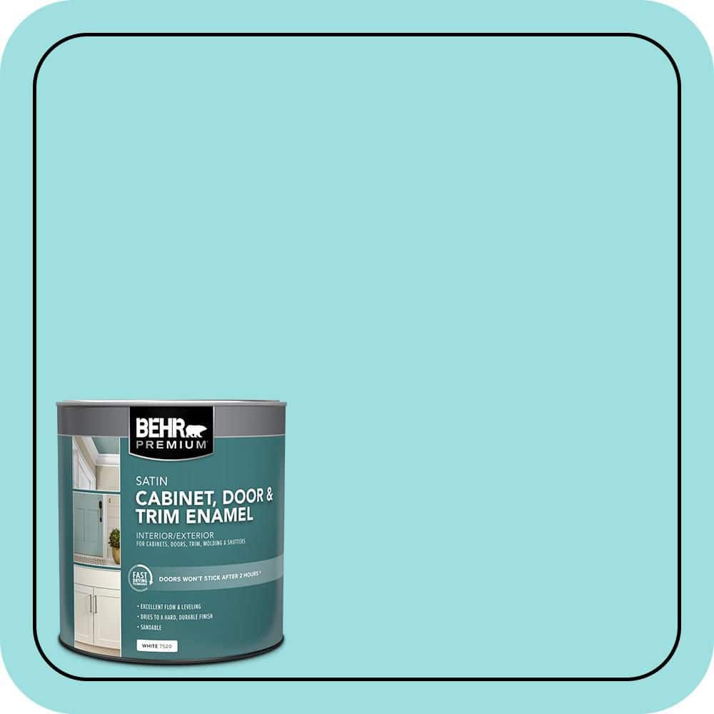 BEHR PREMIUM 1 qt. #P460-2 Tropical Waterfall Satin Enamel Interior/Exterior Cabinet, Door & Trim Paint (1)