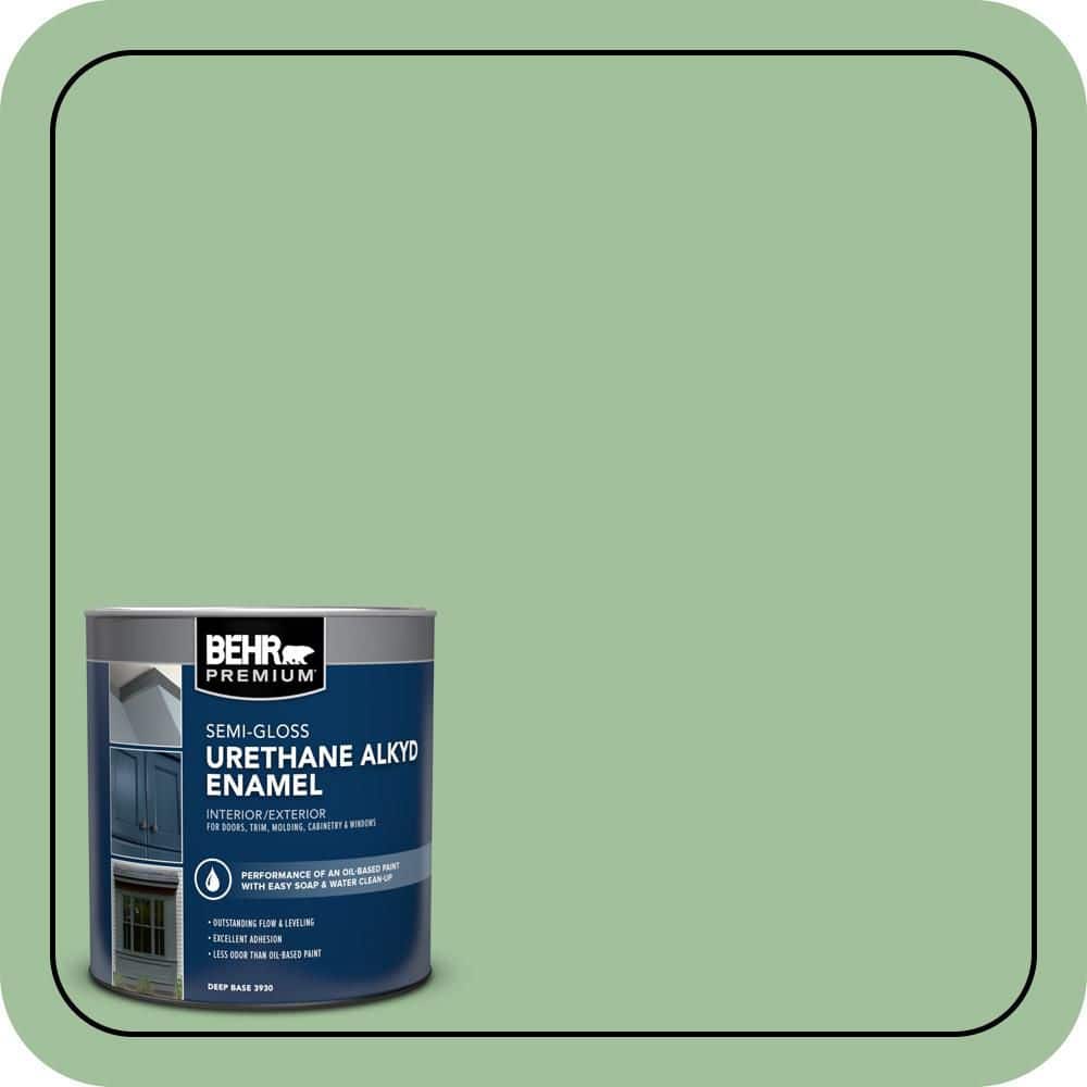 BEHR PREMIUM 1 qt. #BIC-25 Spring Sprig Semi-Gloss Enamel Urethane Alkyd Interior/Exterior Paint (1)