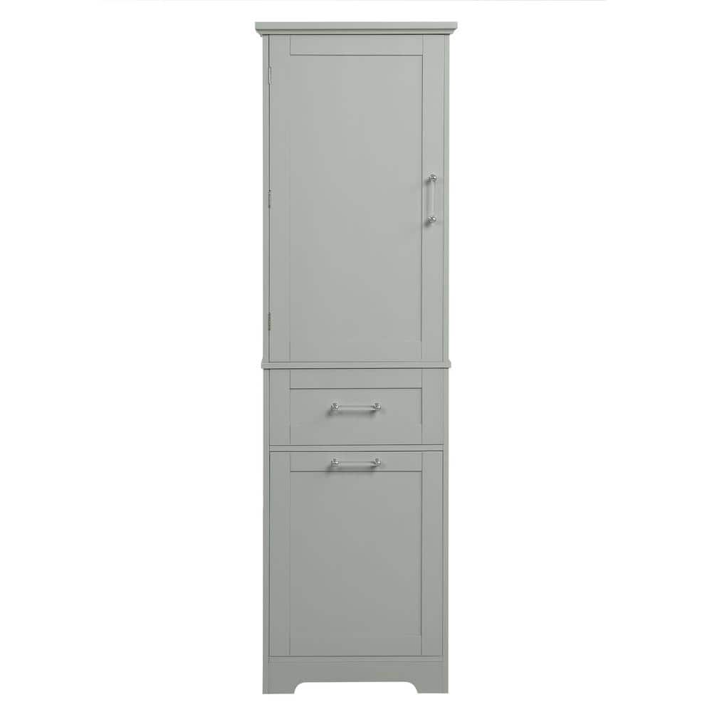 Unbranded 20 in. W x 13 in. D x 68.1 in. H Gray Linen Cabinet Bathroom Storage Cabinet with Adjustable Shelf and 2 Drawers