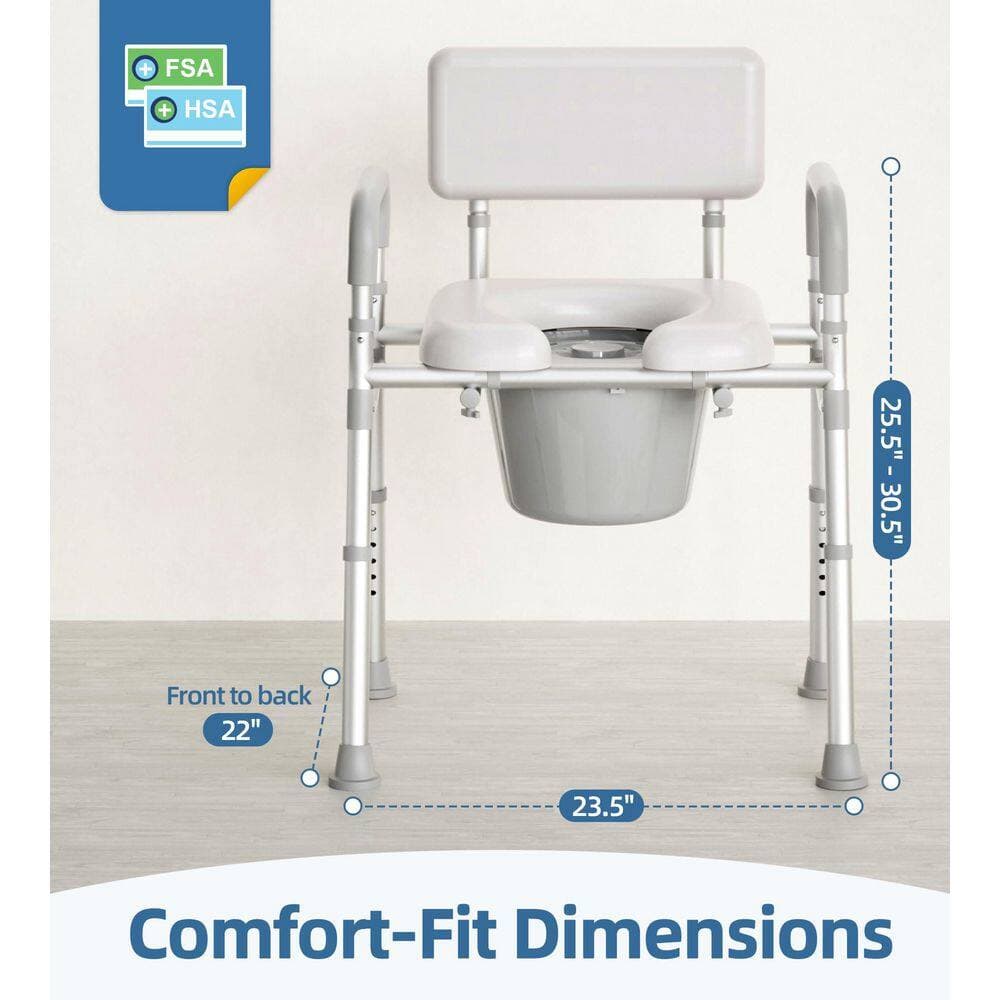 Wudkey 21"x20" Aluminum Bedside Commode Raised Toilet Seat in Silver Easy Cleaning Portable Toilet for Adults, 350 lb Capacity (2)