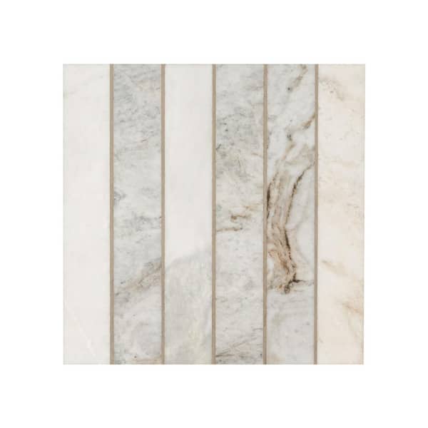 MSI Arabescato Venato White Stacked 12 in. x 12 in. x 0.38 in. Honed Marble Mesh-Mounted Mosaic Tile (1 sq. ft./Each) (2)