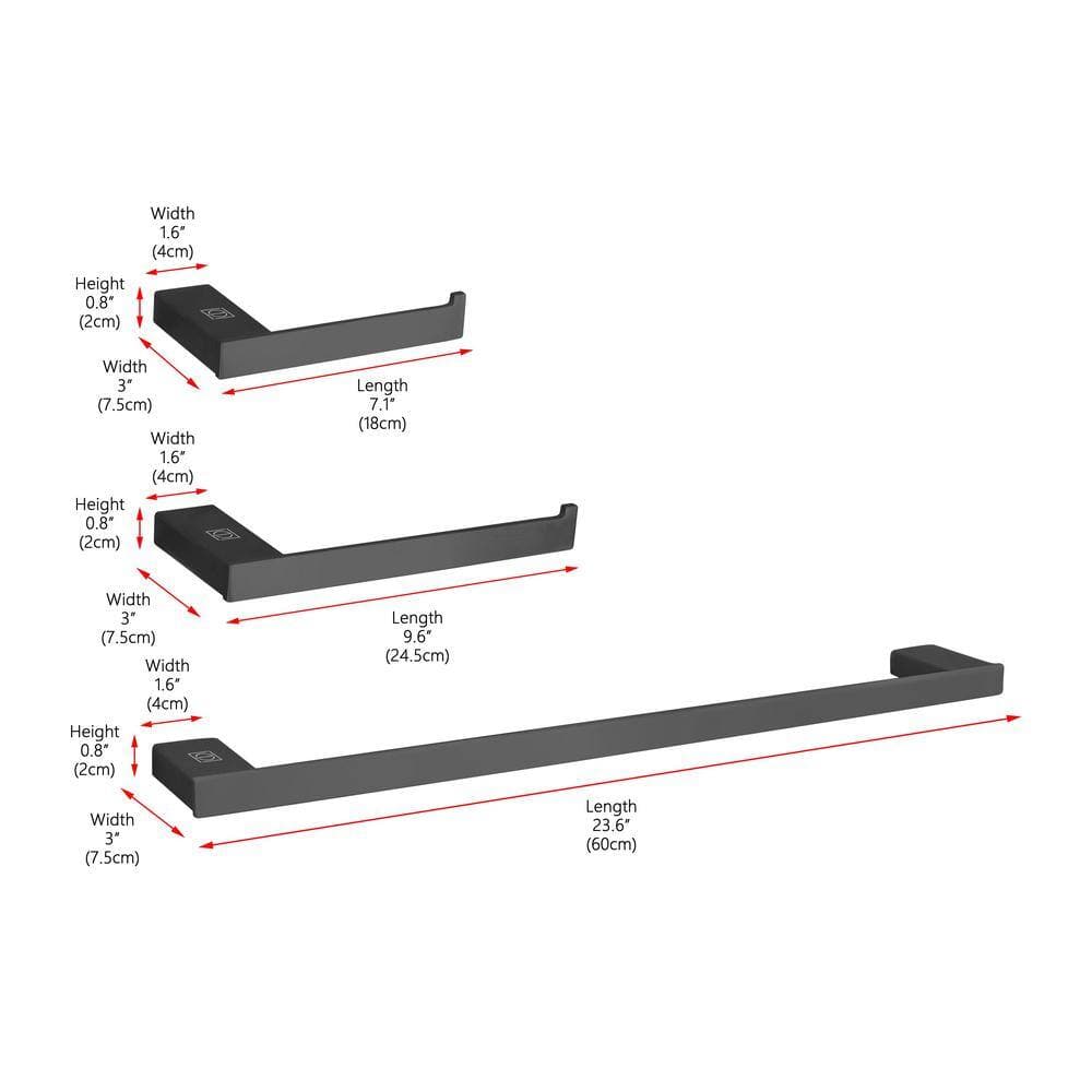 Unbranded Timeless Home 3-Piece Bath Hardware Set with Mounting Hardware in Matte Black (3)