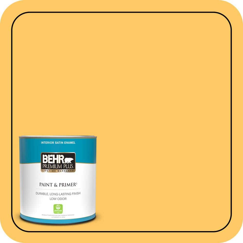 BEHR PREMIUM PLUS 1 qt. #P270-5 Fuzzy Duckling Satin Enamel Low Odor Interior Paint & Primer