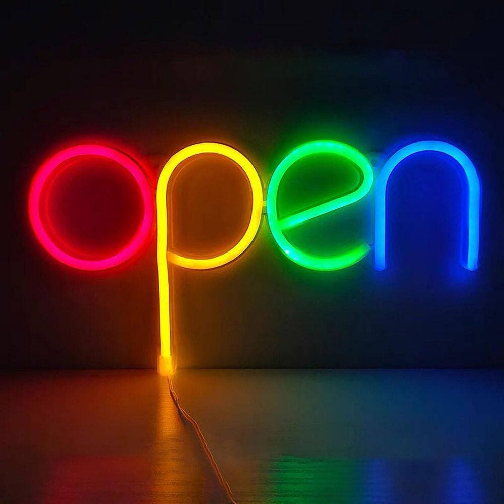 Afoxsos 1-Pack Neon Open Sign Red Blue Series USB Powered Silicone LED Business Display Light for Shop Bar Salon Hotel (3)