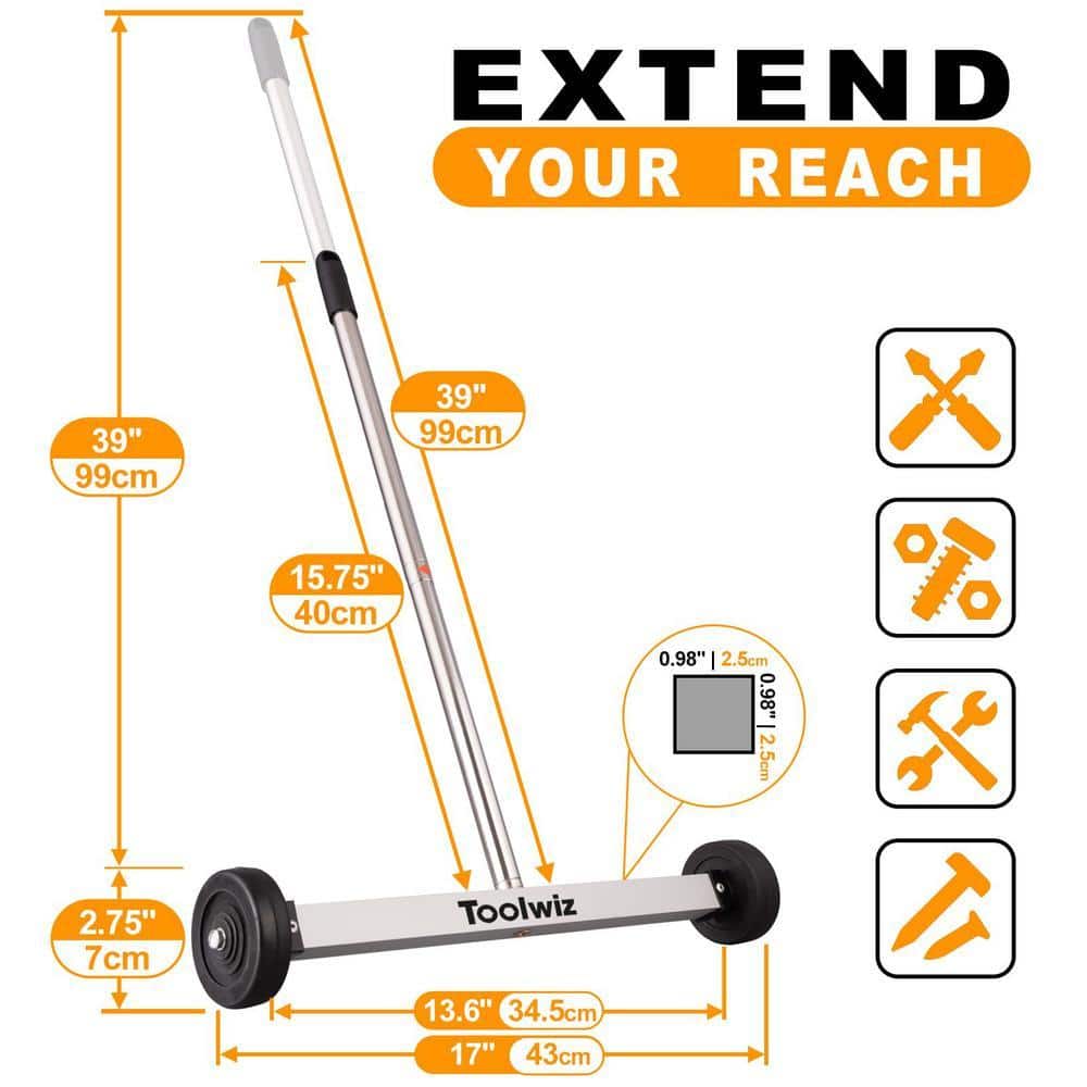Angel Sar 17 in. 8.8 lb. Metal Heavy Duty Magnet Pickup Lawn Sweeper Roofing Tools for Construction (2)