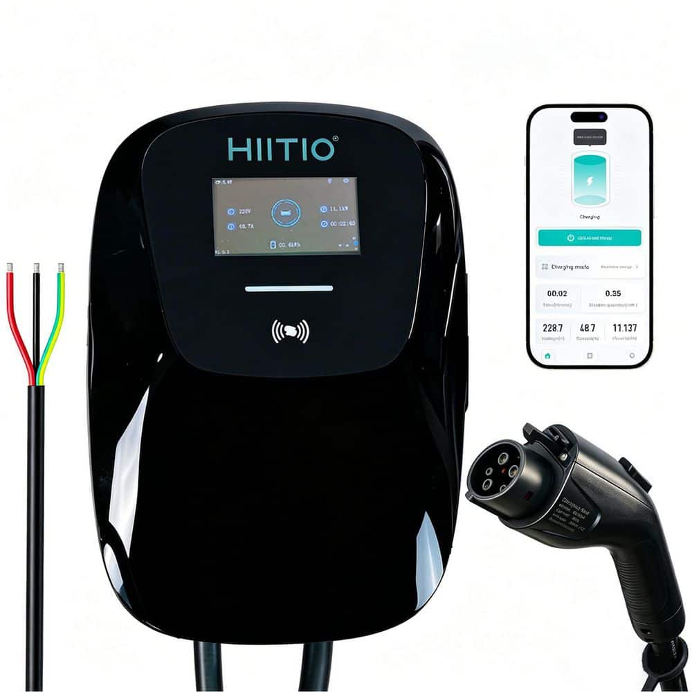 HIITIO 11kW Level 2-Smart EV Charger Station w/ Wi-Fi,240-Volt 48-Amp Fast Charging Station w/24.6 ft. Cable for Indoor/Outdoor