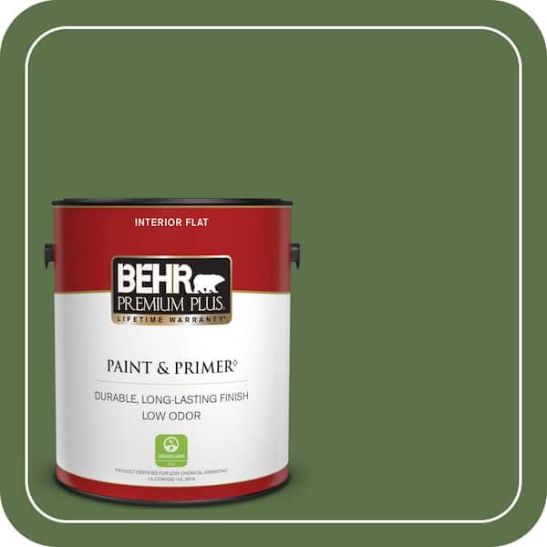 BEHR PREMIUM PLUS 1 gal. #MQ6-48 Hummingbird Green Flat Low Odor Interior Paint & Primer (2)